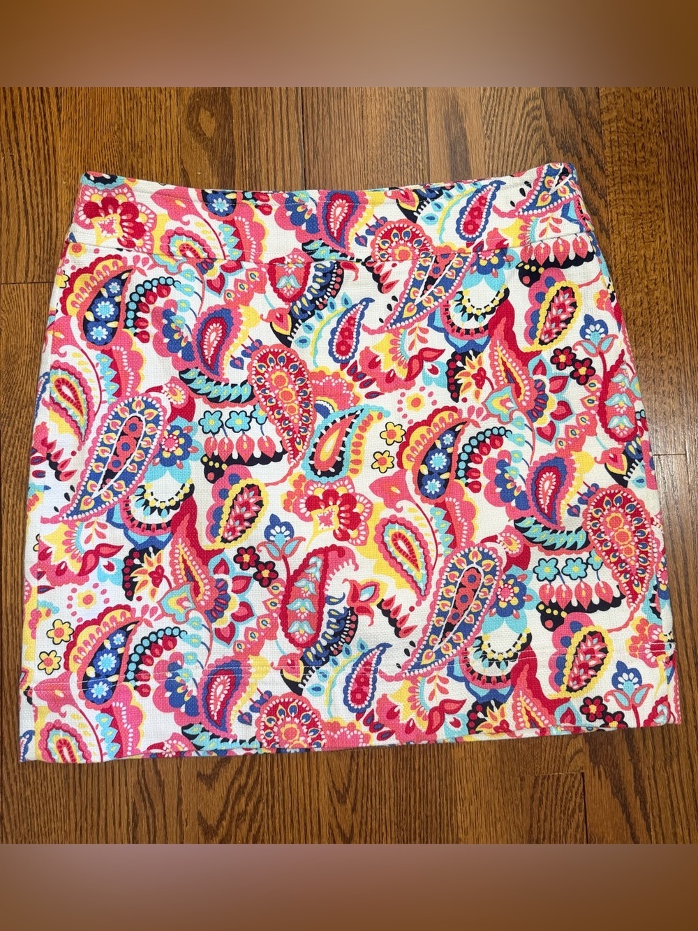 Talbots Bright Multicolor Lined Mid Length Paisley Print Skirt Size 14